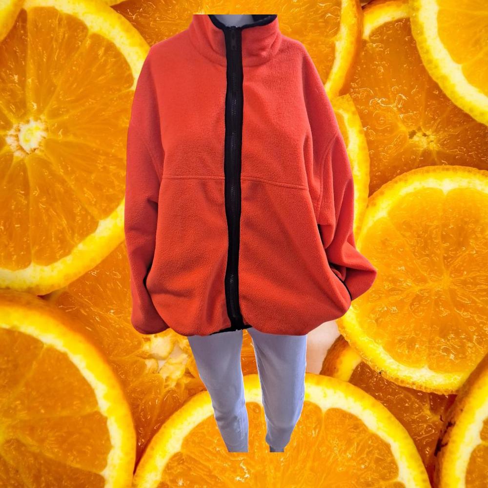 Woolrich Classic Orange Fleece Full Zip Jacket Made in USA Size M‎